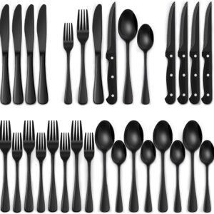 -26% off deal 24-Piece Black Silverware Set with Steak Knives, Black Flatware Set for 4, Food-Grade