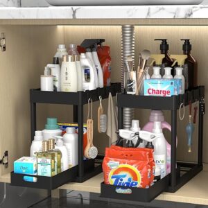Limited time deal -20% off 2PC Under Sink Organizer Rack 2 Tier Under Sliding