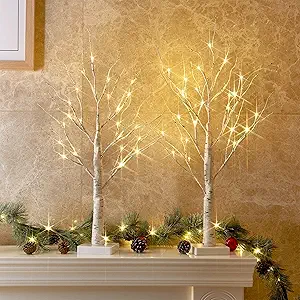 Limited time deal -34% OFF PEIDUO Christmas Decorations Indoor, 2 FT Birch Tree with LED Lights, Fairy