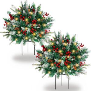 Limited time deal-20% OFF 2 Pack Lighted Artificial Christmas Urn Filler, Battery Operated Pre-lit Xmas