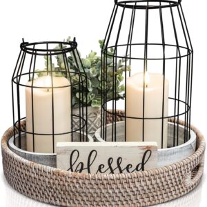 Limited time deal 10% OFF Rustic Farmhouse Lantern Decor Set of 2 - Stylish Decorative Lanterns for Your